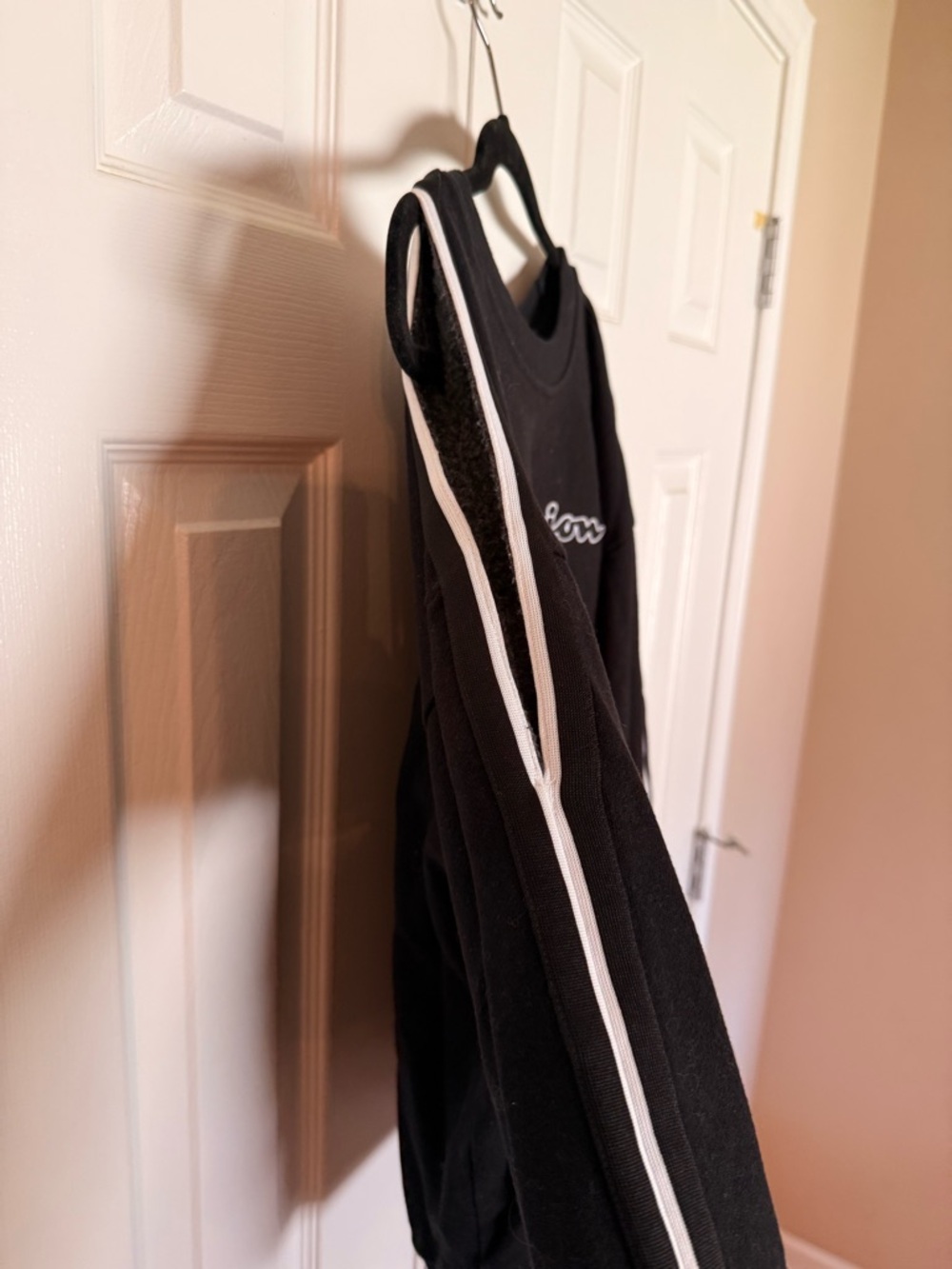 Champion Black Sweatshirt with White Stripe Accents and cut out Shoulders - Picture 2 of 2